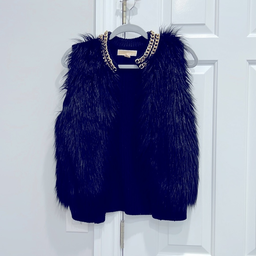 Michael Kors vest. Fur on the front sweater on the back.